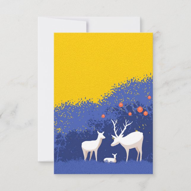 Corante Deer Family Buck, doe, e parelha comendo. (Frente)