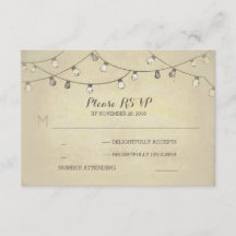 Corda de luzes Cartões RSVP de casamento