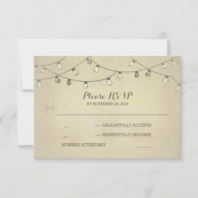 Corda de luzes Cartões RSVP de casamento (Frente)