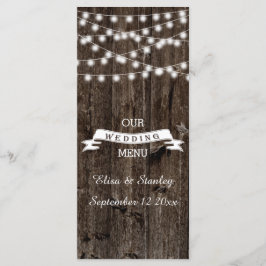 Corda de luzes no antigo cartão de cardápio de mad