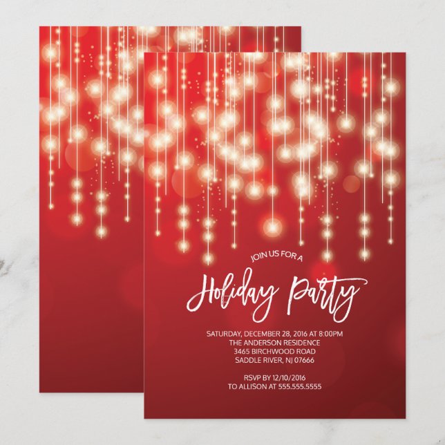 Corda Elegante de Convite de festas de Luzes Crist (Frente/Verso)