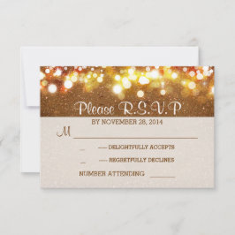 Corda reluzente do ouro ilumina o RSVP de casament