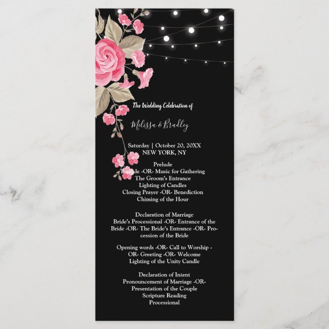 Corda Whimsical Acende Programas de cerimônia em p (Frente)