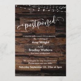 Cordão de Luz de Madeira Rústica Cartão de Casamen