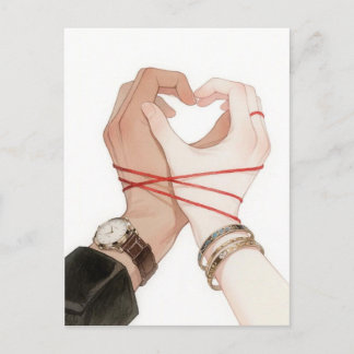 Cordão Vermelho do Destino Cartão Postal de Amor |