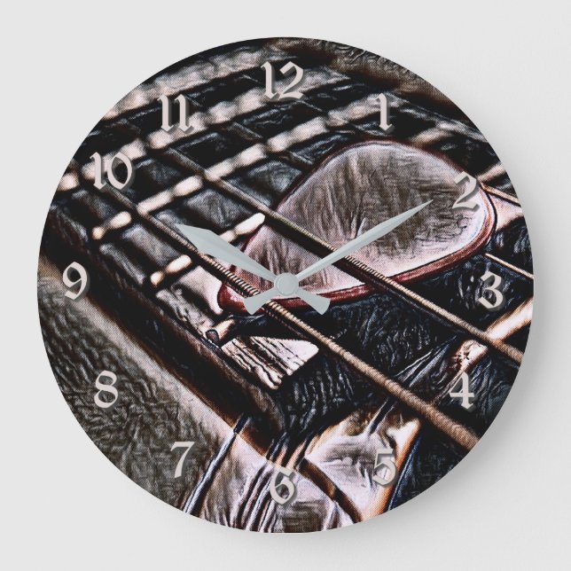 Cordas De Violão No Relógio De Muro Redondo De Cou (Frente)