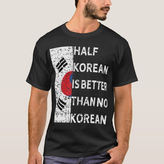 Coreano Americano Camisa Engraçada Metade Bandeira (Frente)