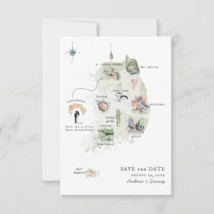 Coreia Mapa do itinerário de casamento de destin