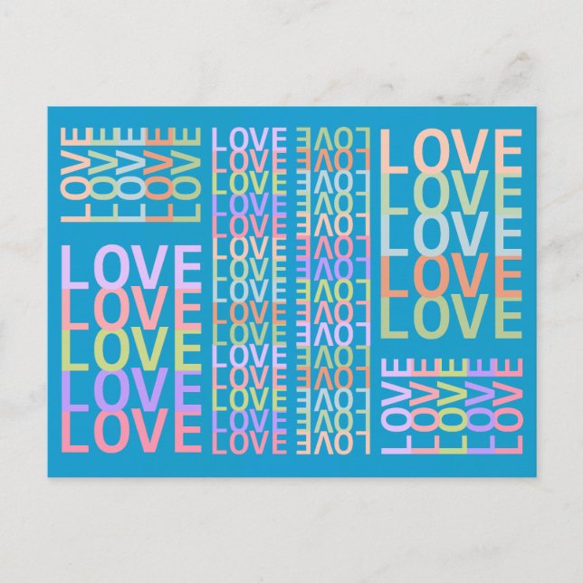 Cores "AMOR" Modernas e Elegantes em Cartão Postal (Frente)