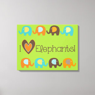 Cores brilhantes eu amo canvas dos elefantes