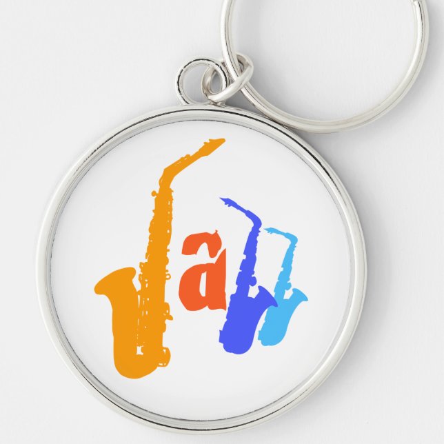 Cores da Ilustração Sax Jazz Chaveiro 1 (Frente)