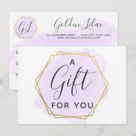 Cores d'água Roxos e Cartão de Presente Dourado