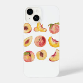 Cores De Água Retro E Fatias De Pêssego Frescas Co