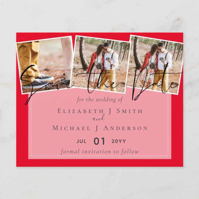 Cores de Casamento NEGRO e ORÇAMENTO VERMELHO Data (Frente)