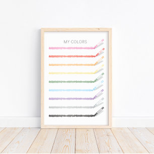 Cores de desenho com lápis - Poster educacional
