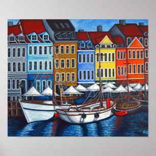 Cores de Nyhavn 24" x 20", impressão por Lisa