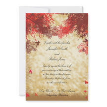 Cores de queda e ramificações vermelhas Convite pa