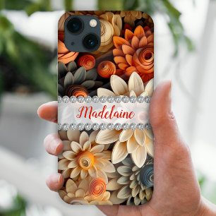 Cores de queda flores 3D, personalizadas de moldur