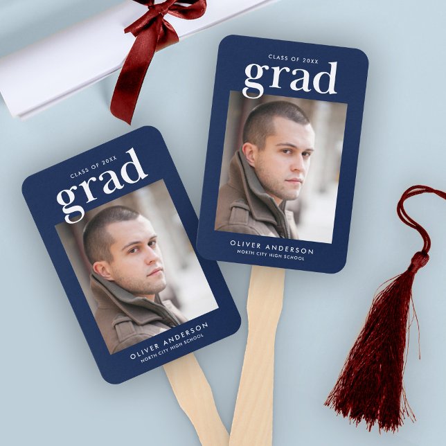 Cores Editáveis Serif Foto Graduação Leque de Mão (Criador carregado)