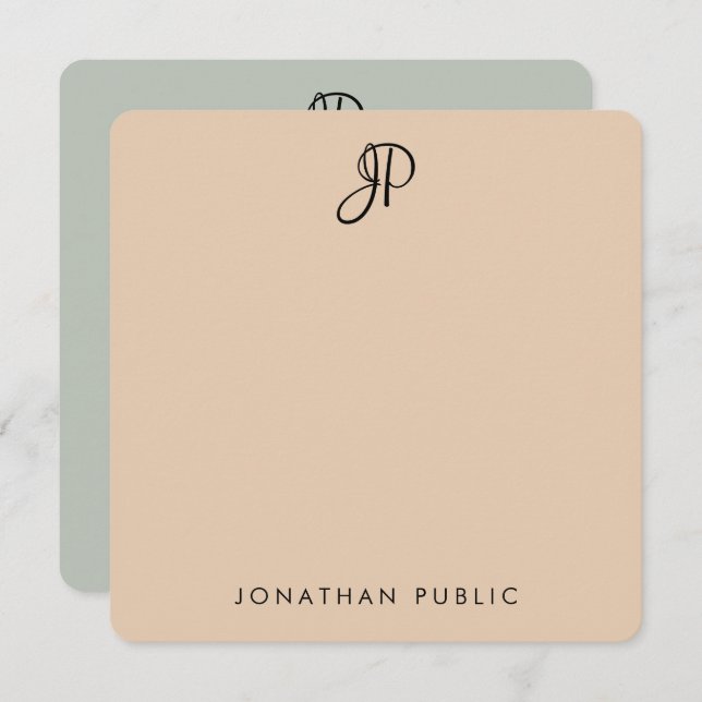 Cores Elegantes De Modelo Monogramas Manuscritos (Frente/Verso)