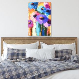 Cores florescentes - Abstrato Floral na Canvas