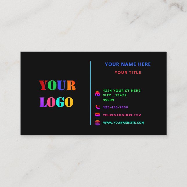 Cores personalizadas Seu Cartão de visita com logo (Frente)