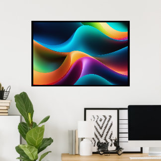 Cores RGB Abstratas Ondas Volumétricas Poster em N