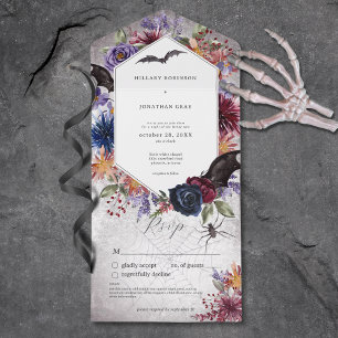 Cores Rústicas Góticas Casamento de Halloween Sem