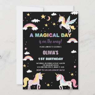 Cores Unicorns Convites de Aniversário