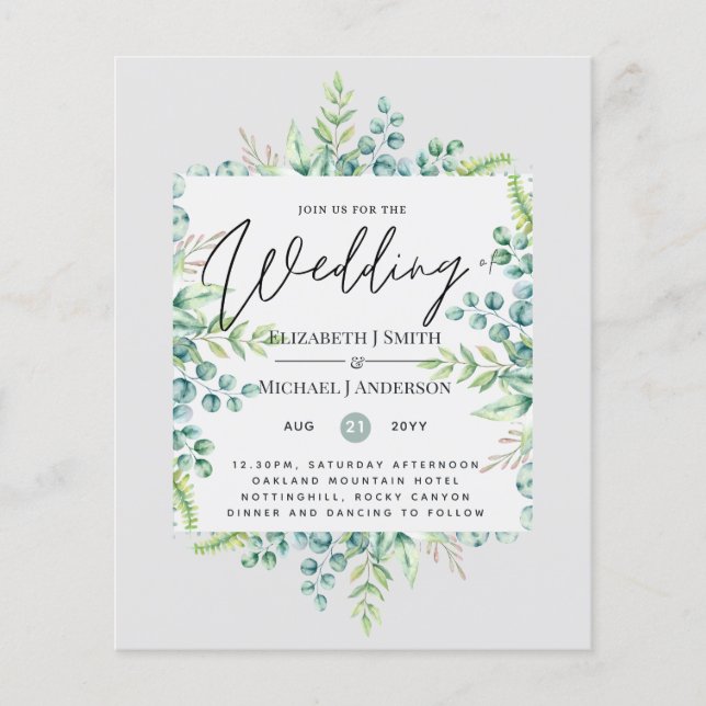 Cores Verdadeiras GREENERY Convites de casamento d (Frente)