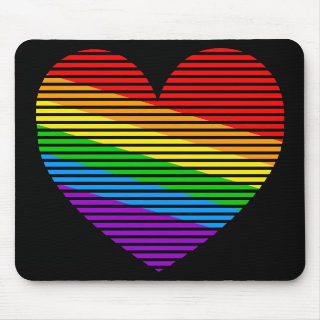Corey Tiger 80s Rainbow Stripe Heart Mousepad (Frente)