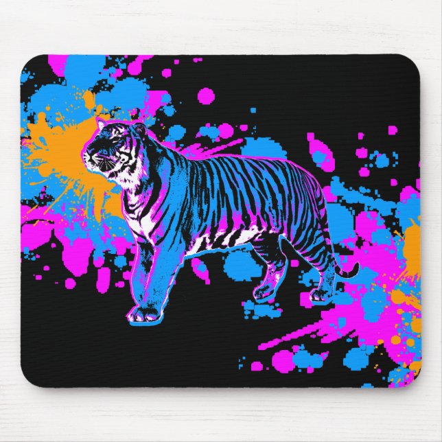 Corey Tiger 80s Tiger Pintura Salpico Mousepad (Frente)