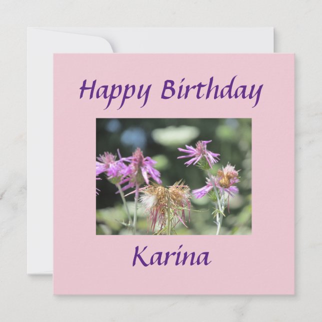 Corfu Lilac Wildflower Birthday Flat Card (Frente)