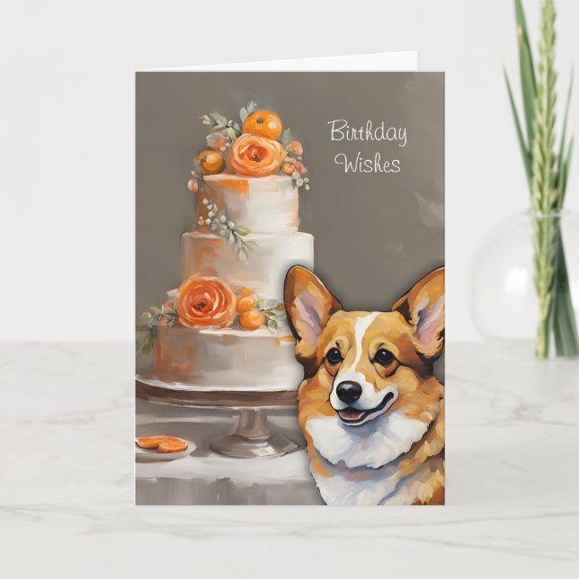 Corgi Birthday Deseja Cartão (Frente)