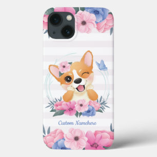 Corgi Cachorro Cachorro Flor Vermelhidão Borbolet