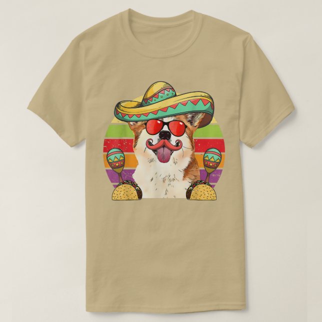 Corgi Fiesta Dog Tacos Cinco de Mayo T-Shirt (Frente do Design)