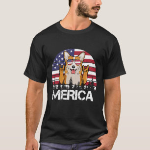 Corgi Merica 4 de julho Camiseta de cão Patriótico