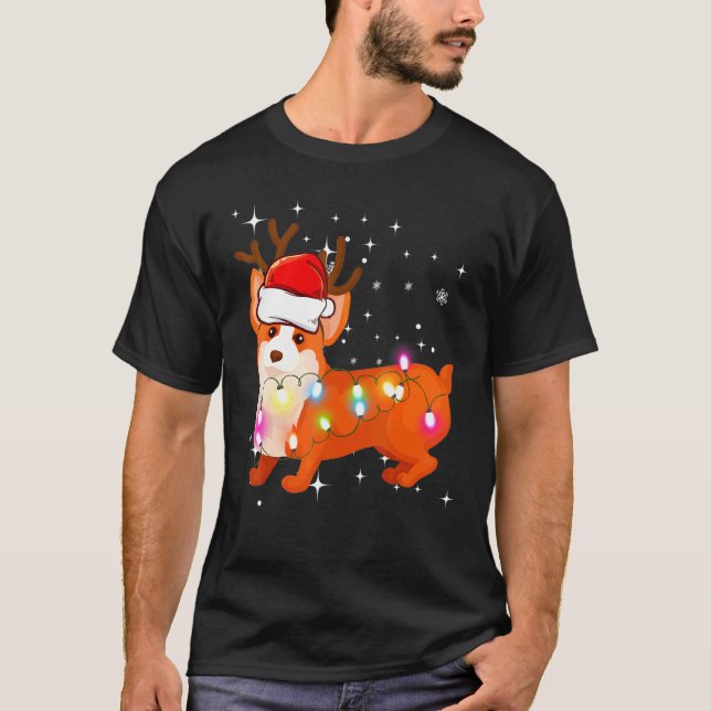 Corgi Natal Camiseta Rena (Frente)