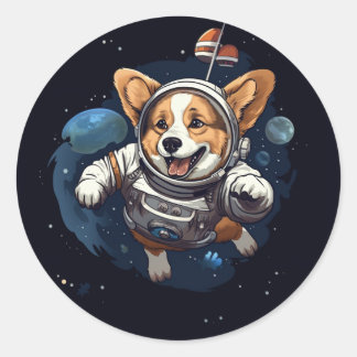 corgi no autocolante espacial