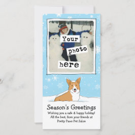 Corgi no modelo de foto de Natal da neve