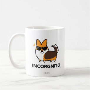 Corgi Tricolor vermelho com a caneca de Incorgnito