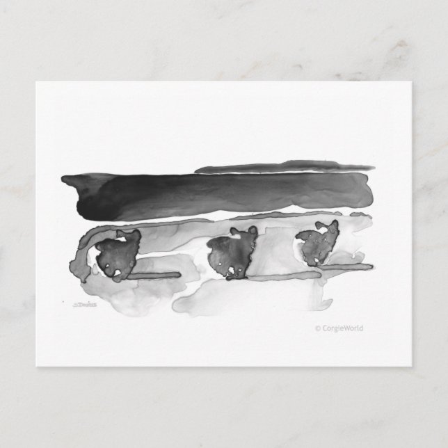 Corgis no cartão da praia (Frente)