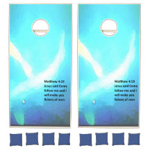 Corn Hole design Matthew 4:19"Venha me seguir"