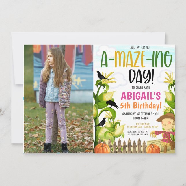 Corn Maze Convite de aniversário (Frente)