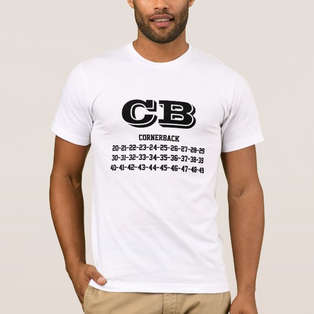 Cornerback jersey numbers T-shirt (Frente)