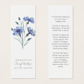 Cornflower | Simple Memorial Mini Bookmark