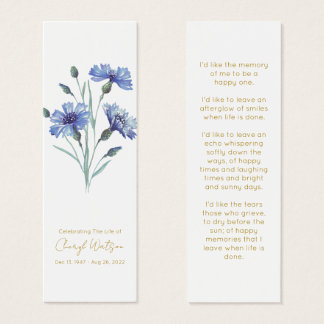 Cornflower | Simple Memorial Mini Bookmark
