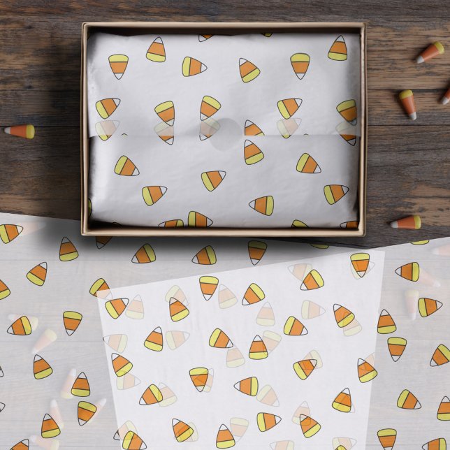 Corno Docente Cónico Canaliza Papel Tecido do Hall (Cute Candy Corn Candies Pattern Tissue Paper just for you)