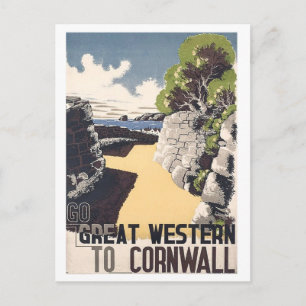 Cornualha, costa, Inglaterra, cartão postal de vi