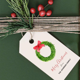 Coroa aquosa com Etiquetas de Natal de arco vermel